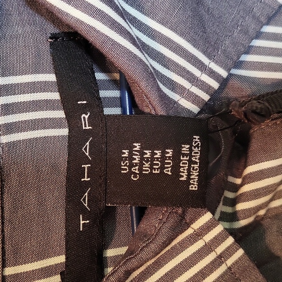 Tahari Gray Striped Button Down Sleepwear - Picture 3 of 5